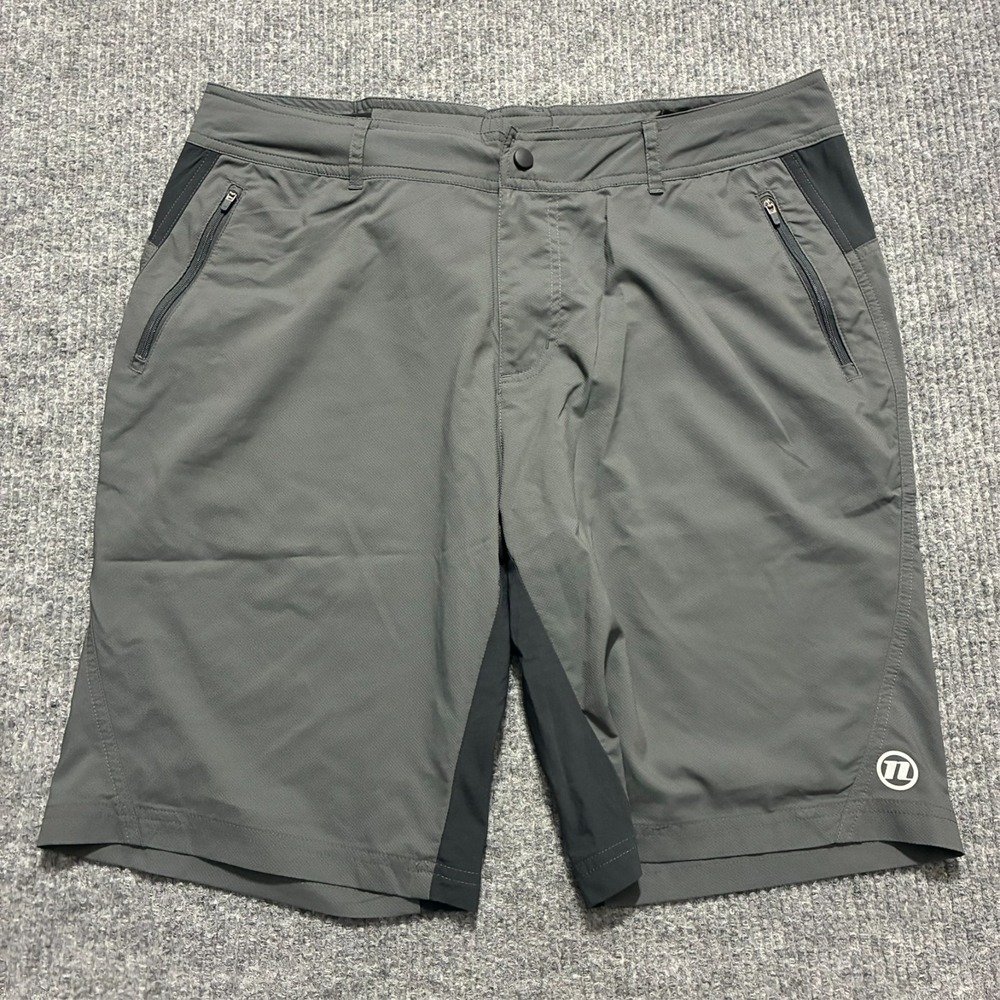 Novara Mens Cycling Shorts Size‎ Large Gray Stretch Zip Pocket Bike Activewear